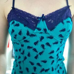 La Vie En Rose Teal and Navy Chemise